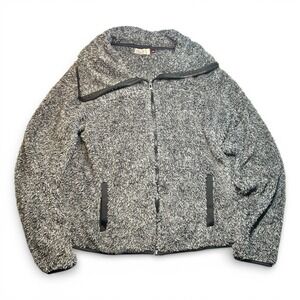 SO Sherpa Full Zip Jacket Womens Medium Gray Plush Fleece Cozy Kohl's New